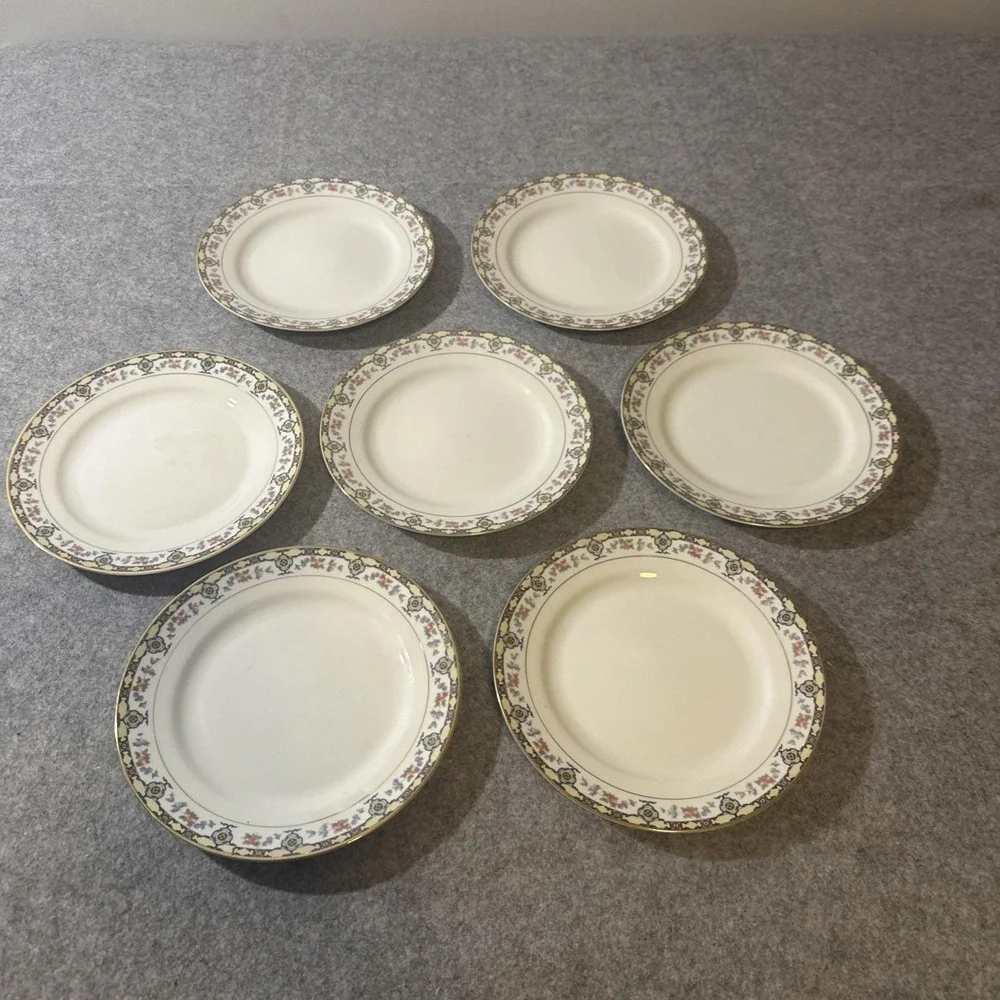 Noritake Nippon Bellefonte Pattern Salad Plates Japan Set of 7 Vintage 1920